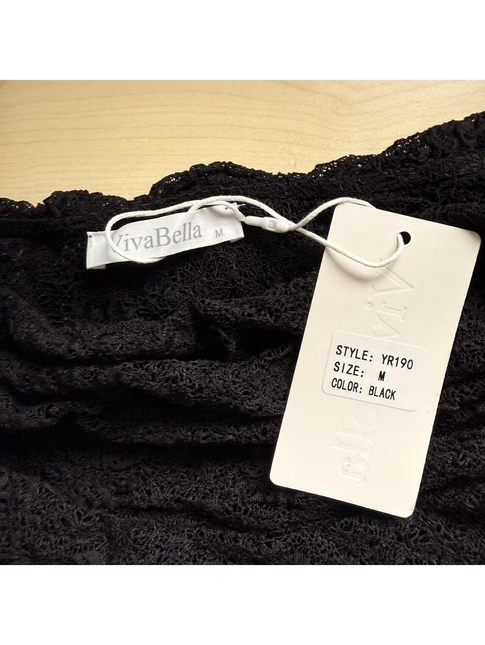 Y2K Black lace off shoulder ruffle top - Picture 7 of 8